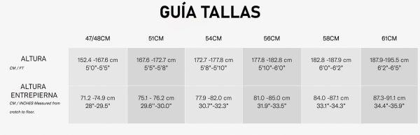 Tabla de tallas español